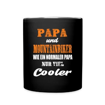 Papa und Mountainbiker - Tasse einfarbig - Schwarz - Vorne