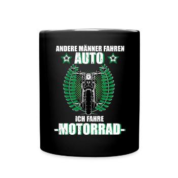 Motorrad Biker Motorradfahrer Motorradtour Tuning  - Tasse einfarbig - Schwarz - Vorne