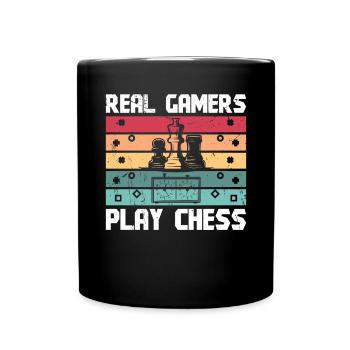 Real Gamer play chess - Full Colour Mug - black - Front