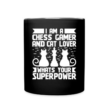 I'm a Chess Gamer and Cat lover - Full Colour Mug - black - Front