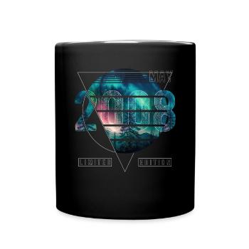 Limited Edition 2008 Mai Geburtstag Polarlicht - Tasse einfarbig - Schwarz - Vorne