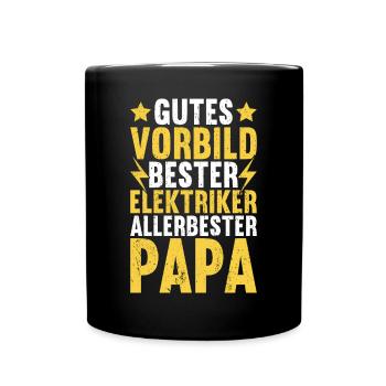 Elektriker Elektroinstallateur Papa Vatertag - Tasse einfarbig - Schwarz - Vorne