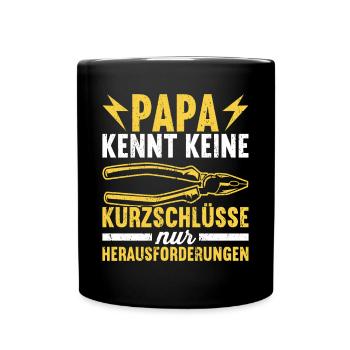 Elektriker Elektroinstallateur Papa Vatertag - Tasse einfarbig - Schwarz - Vorne
