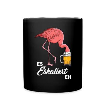 Es Eskaliert Eh Flamingo Bier - Tasse einfarbig - Schwarz - Vorne