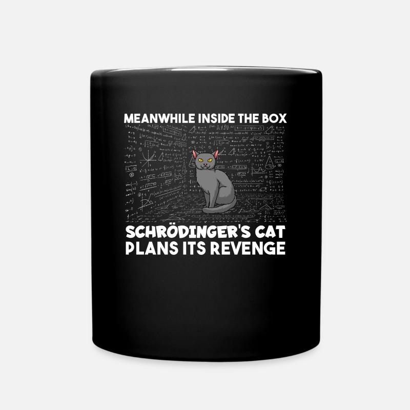 À l’intérieur de la boîte, le chat Schrödingers planifie sa revanche - Mug uni - noir
