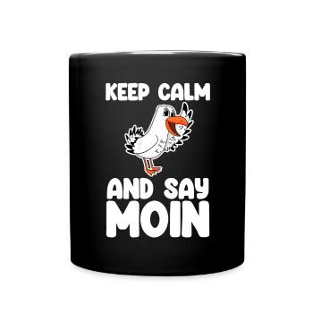 Nordsee Begrüßung Spruch Moin - Tasse einfarbig - Schwarz - Vorne