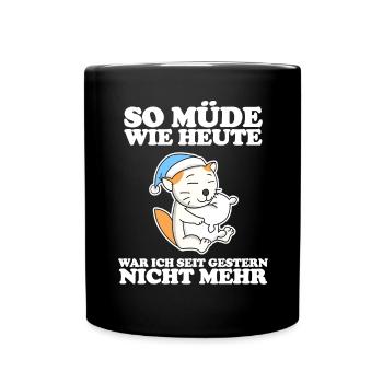 Müde Spruch lustig Schlafen - Selkirk Rex - Tasse einfarbig - Schwarz - Vorne