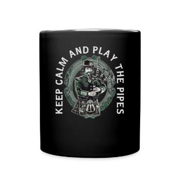 Bagpiper Scottish bagpipe-playing - Full Colour Mug - black - Front