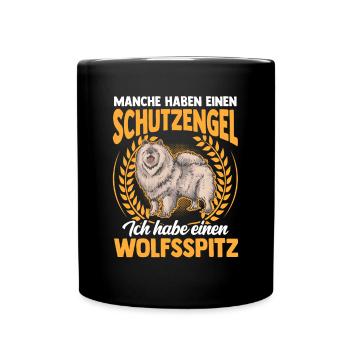 Ich habe einen Wolfsspitz Deutscher Keeshond - Tasse einfarbig - Schwarz - Vorne