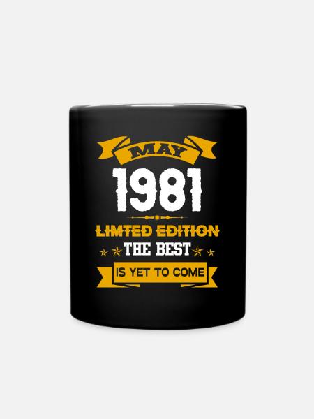 Mai 1981 Geburtstagsgeschenk - Tasse einfarbig - Schwarz