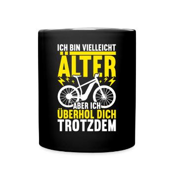 E Bike E-Bike Elektrofahrrad Elektrorad - Tasse einfarbig - Schwarz - Vorne