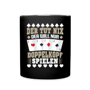 Doppelkopf Doppelkopfspieler Der tut nix - Tasse einfarbig - Schwarz - Vorne
