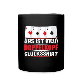 Doppelkopf Kartenspielen Doppelkopfspieler - Tasse einfarbig - Schwarz - Vorne