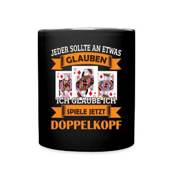 Doppelkopf Kartenspieler - Tasse einfarbig - Schwarz - Vorne