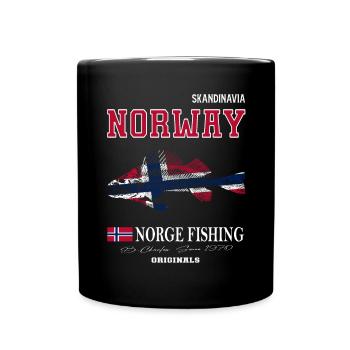 Norway fishing Norway Flag - Tasse einfarbig - Schwarz - Vorne