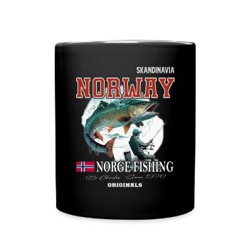 Norway fishing Norway Flag - Tasse einfarbig - Schwarz - Vorne