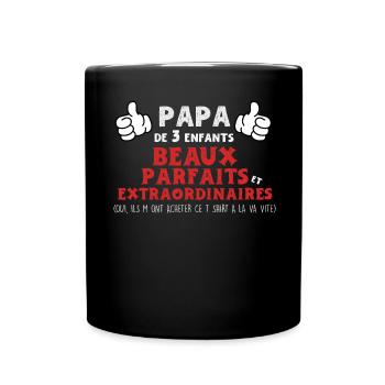 Super Papa De 3 Design De Fête Spéciale - Mug uni - noir - Devant