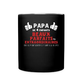 Super Papa 4 enfants Special Fete pere - Mug uni - noir - Devant