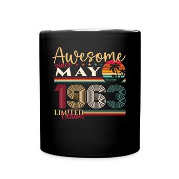 60th Birthday Man Woman Awesome May Vintage 1963 - Full Colour Mug - black - Front