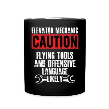Elevator Mechanic Flying Tools Technician - Full Colour Mug - black - Front