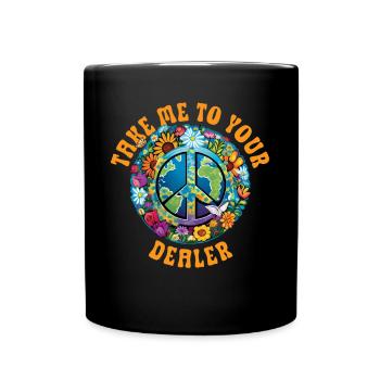 Hippie Peace Sign Peace Flowers Flower Child - Full Colour Mug - black - Front