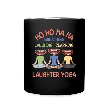 Atmen Lachen Klatschen Lachyoga - Tasse einfarbig - Schwarz - Vorne