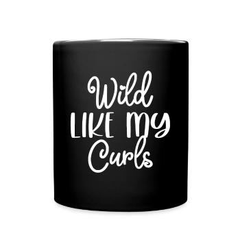 Wild wie meine Locken Idee Lustige lockige Haare - Tasse einfarbig - Schwarz - Vorne