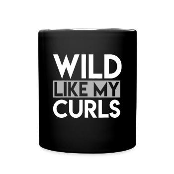 Wild wie meine Locken Lustiges Sprichwort Kleinkind lockiges Haar - Tasse einfarbig - Schwarz - Vorne