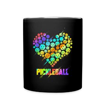 Pickleball Heart - Lustige bunte Paddelsportarten pl - Tasse einfarbig - Schwarz - Vorne