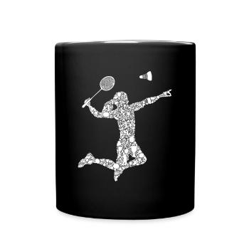 Badmintonspielerin Federball Frauen Mädchen - Tasse einfarbig - Schwarz - Vorne