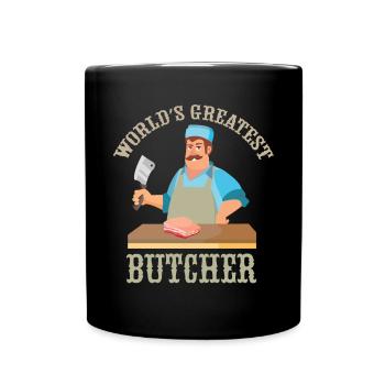 Metzger Fleischer Sprücher I Metzgerei - Tasse einfarbig - Schwarz - Vorne