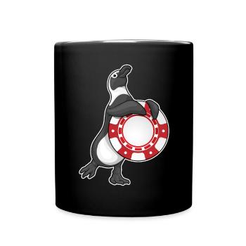 Penguin Poker Jetons de poker - Mug uni - noir - Devant