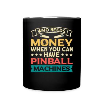 Flipper Retro Pinball Flipperautomat Bumper - Tasse einfarbig - Schwarz - Vorne