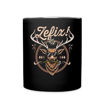 Zefix T-Shirt bayrisch Grantler Trachtenshirt Mann - Tasse einfarbig - Schwarz - Vorne