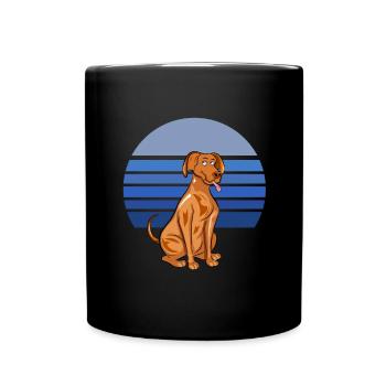 Vizsla Dog Retro Blue - Full Colour Mug - black - Front