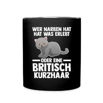 Britisch Kurzhaar Katze - Tasse einfarbig - Schwarz - Vorne