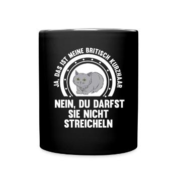 Britisch Kurzhaar Katze - Tasse einfarbig - Schwarz - Vorne