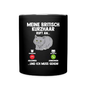 Britisch Kurzhaar Katze - Tasse einfarbig - Schwarz - Vorne