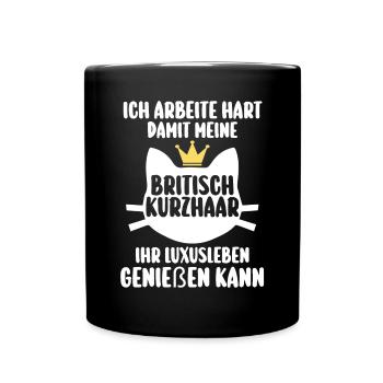 Britisch Kurzhaar Katze - Tasse einfarbig - Schwarz - Vorne