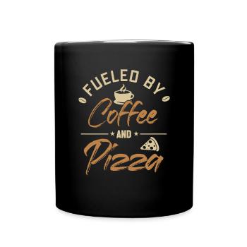 Fueled by Coffee and Pizza Pizza Tray Pizza Oven - Full Colour Mug - black - Front