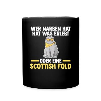 Scottish Fold Katze - Tasse einfarbig - Schwarz - Vorne