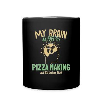 My Brain is 95% Pizza Making Pizza Pizza Tray - Full Colour Mug - black - Front