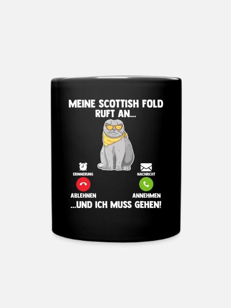Scottish Fold Katze - Tasse einfarbig - Schwarz