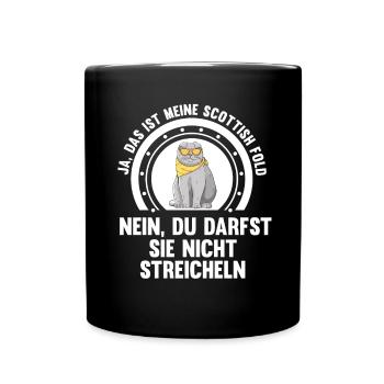Scottish Fold Katze - Tasse einfarbig - Schwarz - Vorne