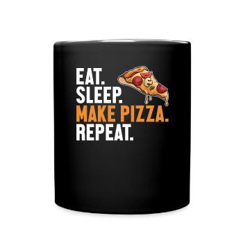 Eat Sleep Make Pizza Repeat Pizzablech Pizzaofen - Tasse einfarbig - Schwarz - Vorne