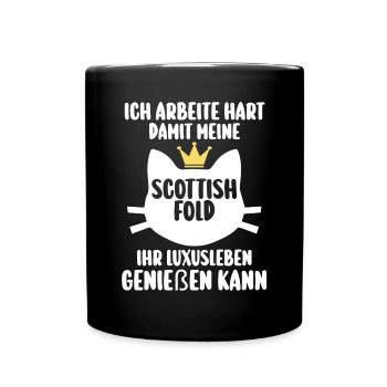 Scottish Fold Katze - Tasse einfarbig - Schwarz - Vorne
