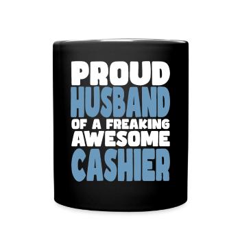 Fière épouse d’un sacré bon caissier - Mug uni - noir - Devant