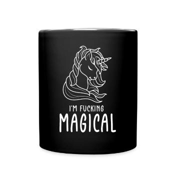 Lustiger Einhorn Spruch I Einhörner - Tasse einfarbig - Schwarz - Vorne