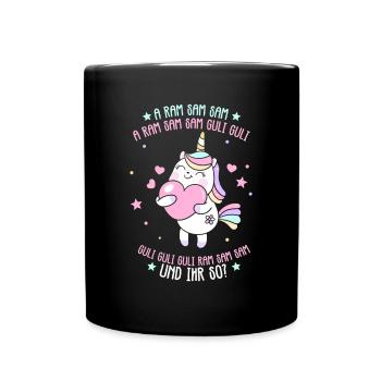 Aramsamsam Guli Gulli Kinderlied Einhorn - Tasse einfarbig - Schwarz - Vorne