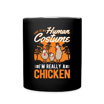 Hühner Kostüm Huhn Halloween Landwirt - Tasse einfarbig - Schwarz - Vorne